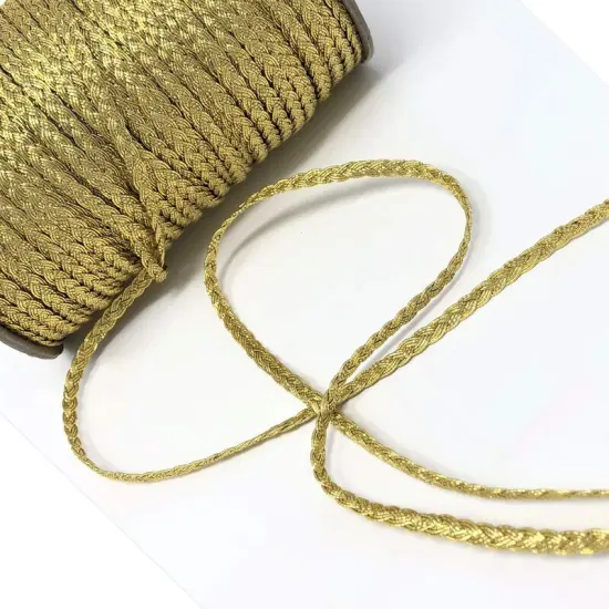 Flat Braid Gold Metallic Trim Full Roll {4}
