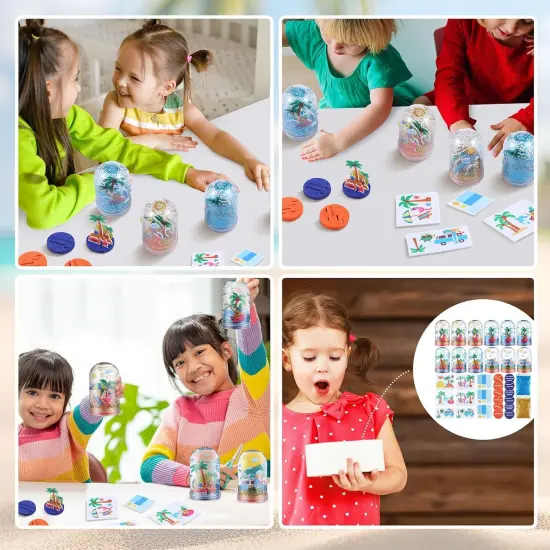12 Set Summer Snow Globe Craft Kit for Kids Make Your Own Snowball Summer Bunny Umbrella Bee Glitter Plastic DIY Snow Globe {5}