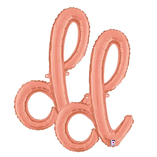 Betallic&reg; 24 inch Script Letter D Rose Gold Air Fill Only Balloon {1}
