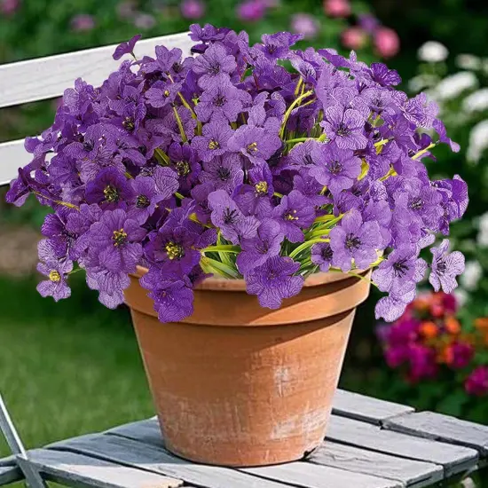 16 Bundles Purple Spring Flowers Artificial Outdoor UV Resistant Fake Flowers Spring Outdoor Porch Decor Outside Artificial Plants for Window Box {2}