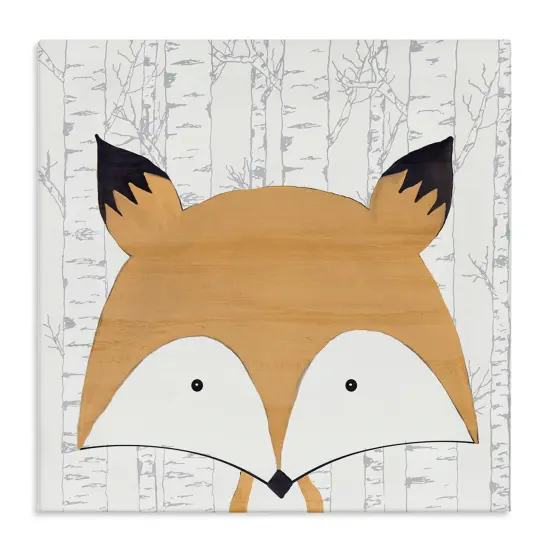 Stupell Industries Whimsical Fox on Birch Canvas Design by Kim Allen {1}