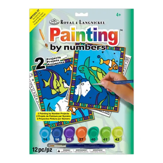 MFP203 | Painting by numbers&trade; Children's 12pc 8.75" x 11.75" Sea Turtle & Fish Painting Project 2-Pack {1}