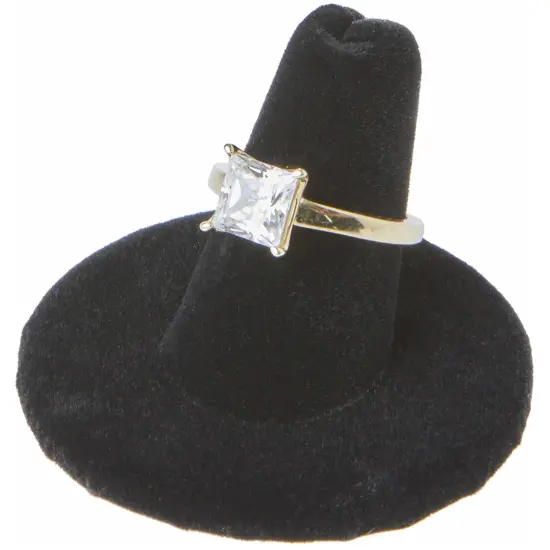 Plymor Black Velvet Ring Finger Display, Single on Round Base, 2" W x 2" D x 1.25" H {3}