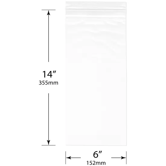 Plymor 6" x 14", 2 Mil Zipper Reclosable Plastic Bags {3}