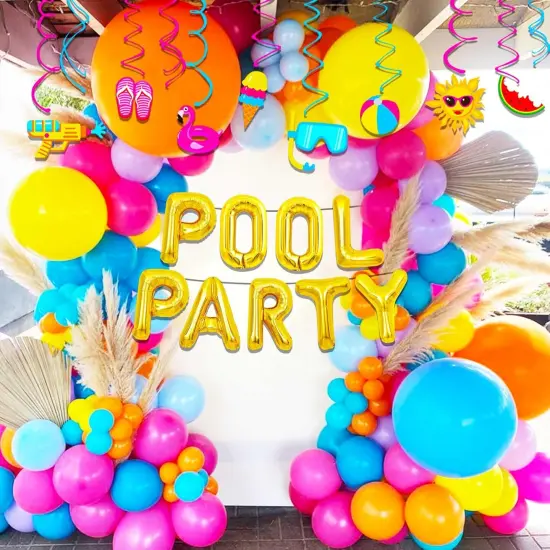 Summer Pool Beach Hanging Swirls 15 Pack Foil Ceiling Hanging Swirls Pool Party Balloons Swimming Pool Party Favors Beach Party Banner Beach Party Balloons {2}