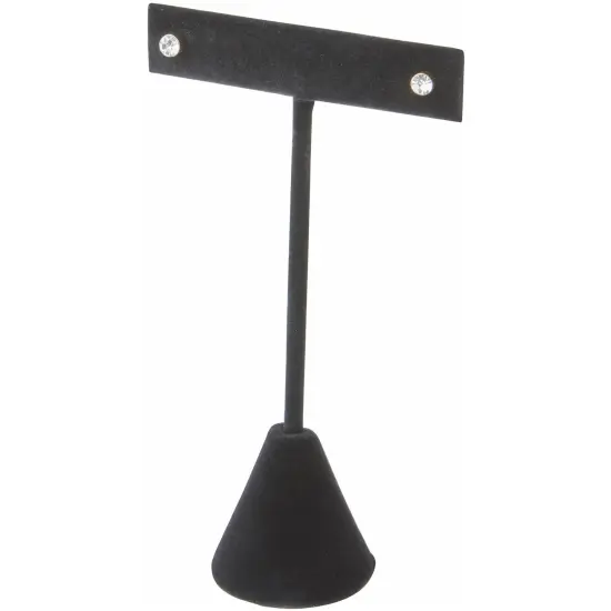 Plymor Black Velvet "T" Style, Single Pair Earring Display Stand, 2.5" W x 1.25" D x 4.5" H {3}