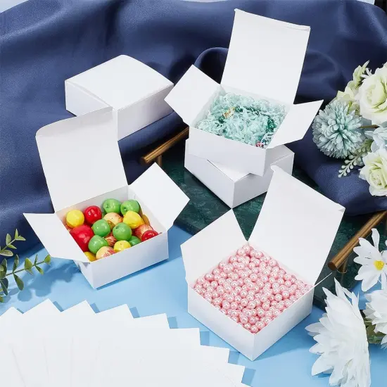 30pcs White Gift Box Small Paper Box 3.5x3.5x1.5 Inch Kraft Packing Cardboard Boxes Favor Treat Boxes Foldable Gift Jewelry Storage Case for Candy Soap Tea Light Wedding Mother's Day {4}