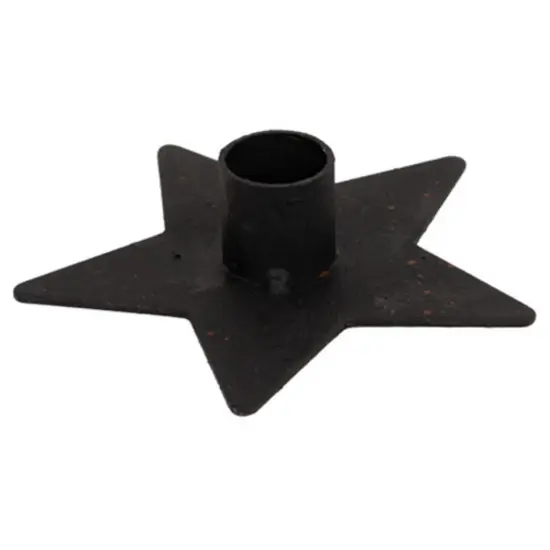 Black Cast Iron Star Candle Holder and Rustic Taper Stand {1}