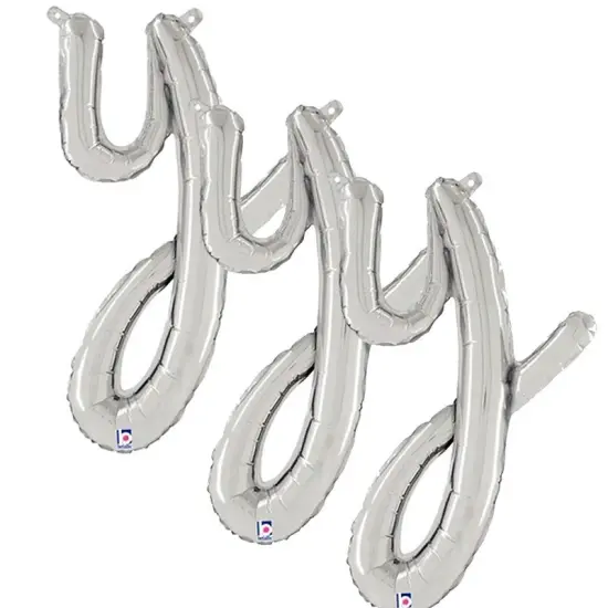 Betallic&reg; 24 inch Script Letter Y Silver Air Fill Only {3}