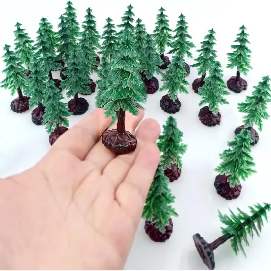 30 PCS Miniature Trees Miniature Christmas Tree Figurines for Crafts Plastic Trees Scenery Landscape Model Pine Tree Diorama Trees {3}
