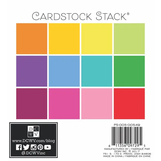 DCWV Single-Sided Cardstock Stack 6"X6" 48/Pkg-Brights, 12 Solid Colors/4 Each {3}