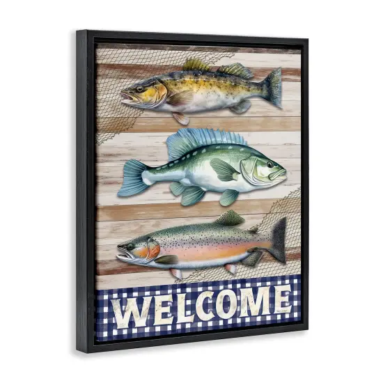 Stupell Industries Welcome with Rustic Fish Floating Frame Design by Nicole DeCamp {3}