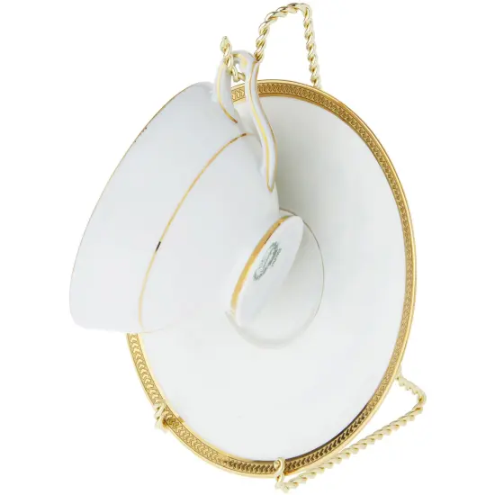 Bard's Twisted Gold-toned Cup and Saucer Stand, 6.5" H x 2.5" W x 3.25" D {4}