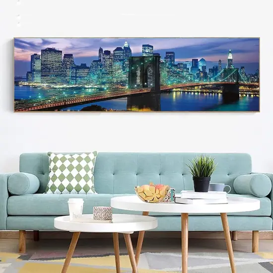 5D Large Diamond Painting Kits for Adults (35.43x11.8inch), Full Round Drill Brook Bridge Pictures Arts Paint by Diamonds Kits Diamond Art Kits for Home Wall Decor Relax Gift {2}