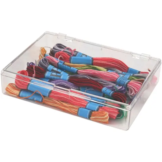 Pioneer Plastics 575C Clear Rectangular Plastic Container with Snap Closure Lid, 7" W x 5" D x 1.25" H {3}