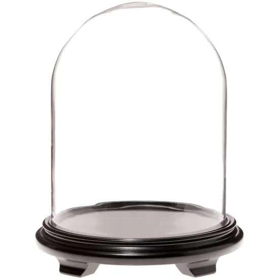 Plymor 11.75" x 15" Glass Display Dome Cloche Red Wood Veneer {2}
