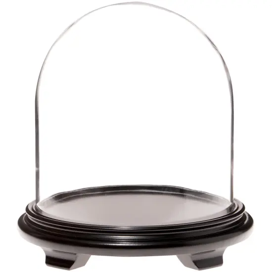 Plymor 11.75" x 12" Glass Display Dome Cloche Red Wood Veneer {2}