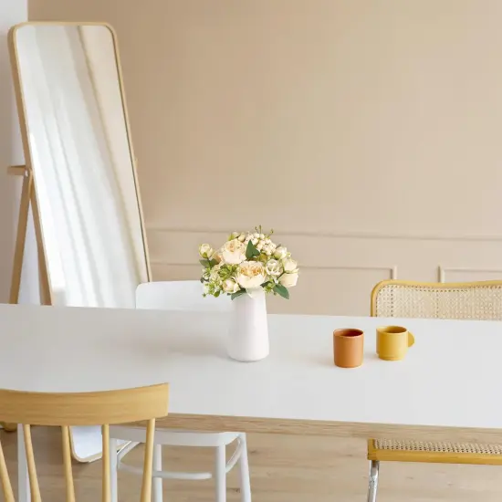 Small Artificial Flowers in Ceramic Vase Centerpieces Table Decor, Silk Flower Arrangements for Home Decor Indoor Fake Flower Bouquet {4}