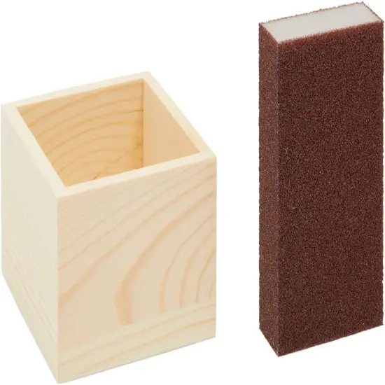 10 Unfinished Small Wooden Boxes for Crafts with 1 Sanding Sponge (4 In, 11 Pieces) - Mini Wooden Crates - Mini Crates For Centerpieces {2}
