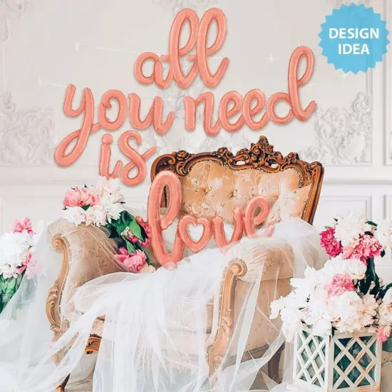 Betallic&reg; 14 inch Script Letter V Rose Gold Air Fill Only {2}