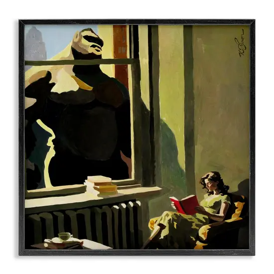 Stupell Industries Gorilla in Window Scene Framed Giclee Design by Keith Thomson {1}