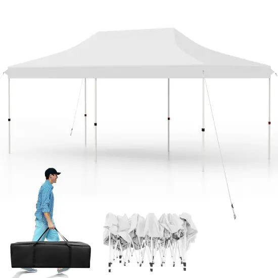 10x20 Feet Pop Up Foldable and Portable Outdoor Gazebo with Carry Bag Ideal for Party or Wedding Ceremony White {4}
