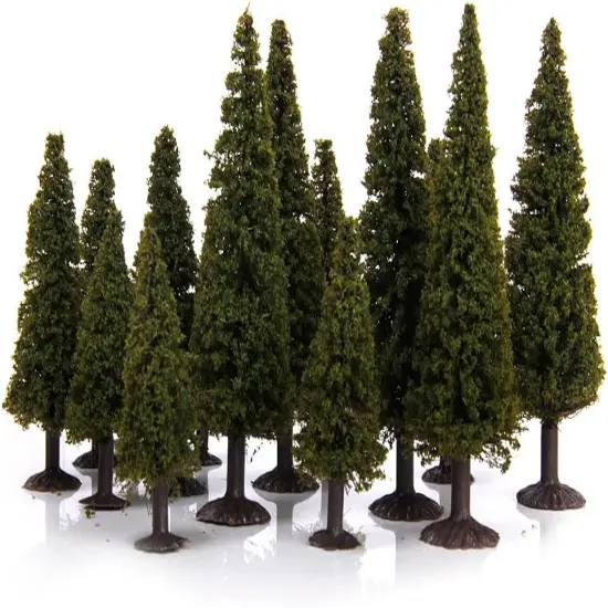 15pcs Green Scenery Landscape Model Cedar Trees with Box {5}
