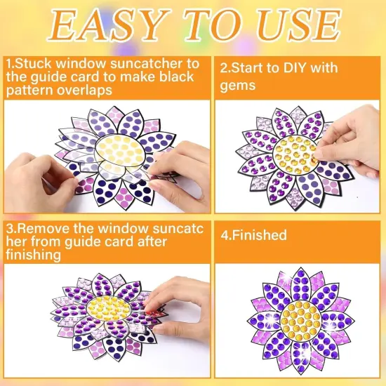 Summer Craft DIY Diamond Suncatcher Ssunflower Shape Art Crafts Suncatcher Kits for Kid {3}