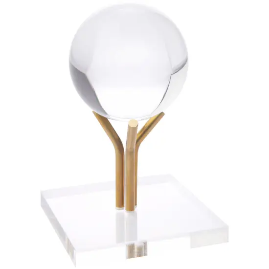 Plymor Clear Acrylic Base with 3 Angled Brass Pegs to Hold Egg, Marble, Ball or Sphere, 3" H x 3" W x 2" D {3}
