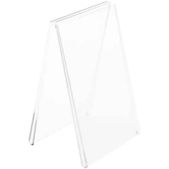 Plymor Clear Acrylic Folded A-Frame Holder for 2 Signs or Photo, 5.5" H x 3.5" W x 3" D {2}