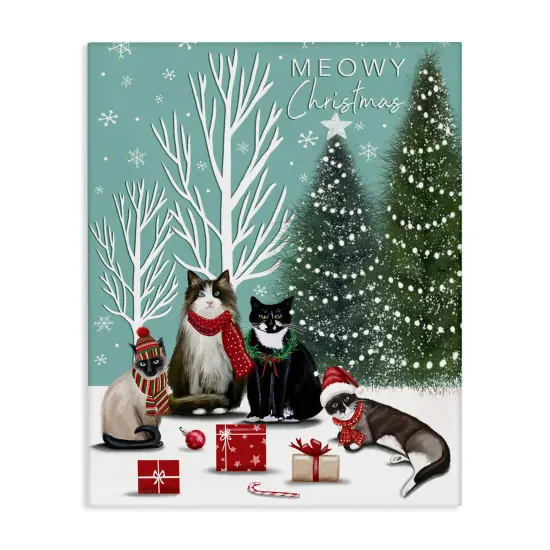 Stupell Industries Festive Winter Cats Scene Canvas Design by Elizabeth Tyndall {1}