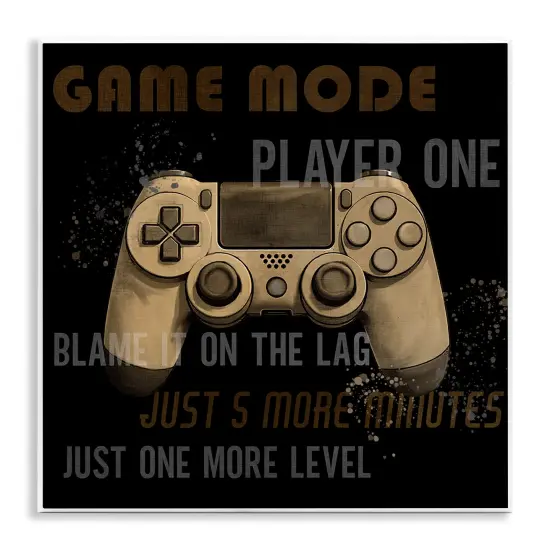 Stupell Industries Gamer Phrases Vintage Style Wall Plaque Design by Kim Allen {1}
