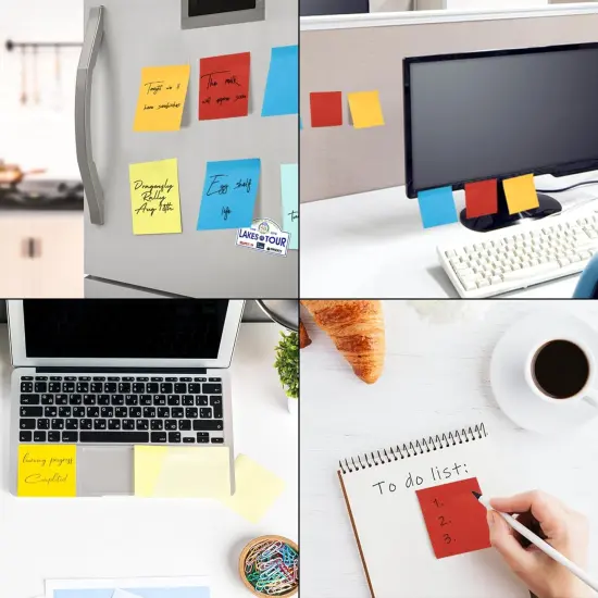 14 Pack Sticky Notes - Rainbow Colors Self-Stick Pads - Strong Adhesion, Smooth Writing, No Residue - Easy to Post for Home, Office, School - 72 Sheets/Pad {4}