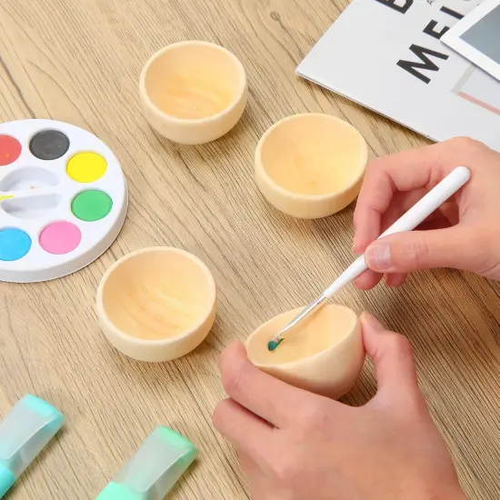 Set of 40 Wood Small Bowls Unfinished Wooden Mini Round Bowl Serving Craft Kitchen or Condiment Salad Nuts Dips Sauce Spice Candy {4}