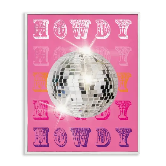 Stupell Industries Howdy Retro Disco Ball Framed Giclee Design by Susan Arnot {1}