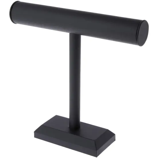 Plymor Black Faux Leather T-Bar Necklace Display Stand, 12" W x 12" H {1}