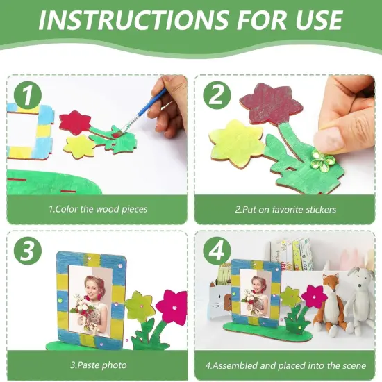 4 Pack Wooden Flower Photo Frame Kits Flower DIY {5}