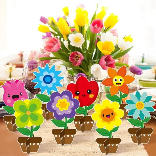 Flower Craft Kits, Make Your Spring DIY Flowers Craft Set Sun Mouth Eyes Stickers Springtime Flowers Decorations {4}