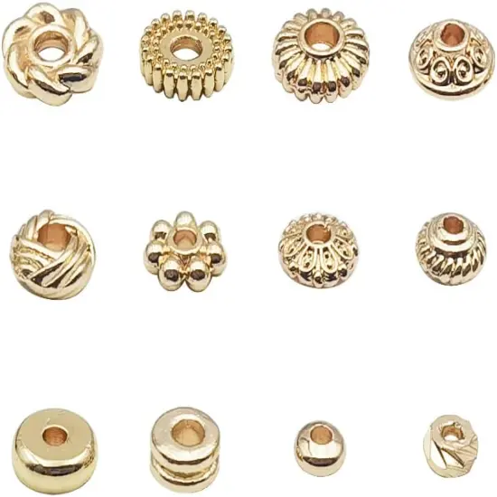 120pcs Spacer Beads Gold Plated Long-Lasting Heishi and Rondelle Bead for Jewelry Bracelet Necklace Making {1}