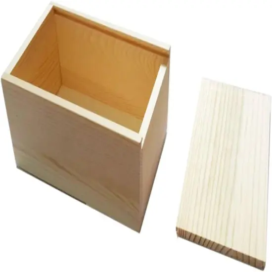 Wooden Unfinished Storage Box with Slide Top {2}