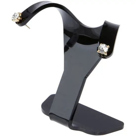Plymor Black Acrylic Divided Pair Hanging Earring Display Stand, 3" W x 1.5" D x 3" H {3}