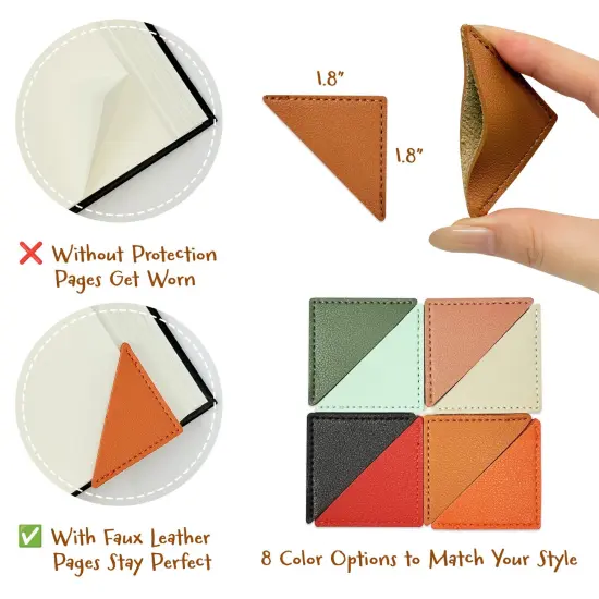 Wrapables Leather Corner Bookmarks, Page Marker, Reading Supplies (Set of 8), Triangles {2}