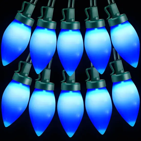 C9 Christmas Lights Outdoor 50 LED Blue Strawberry Waterproof String Lights Xmas Tree Indoor Decoration Plug in 34.5 Feet Used for Home Festive Courtyard Patio Garden(Blue) {1}