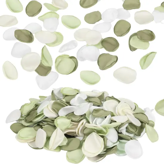 300Pcs Green Flower Petals, Silk Rose Petals Wedding Aisle Scatter Flower Petals for Flower Girl Fake Rose Petals {1}