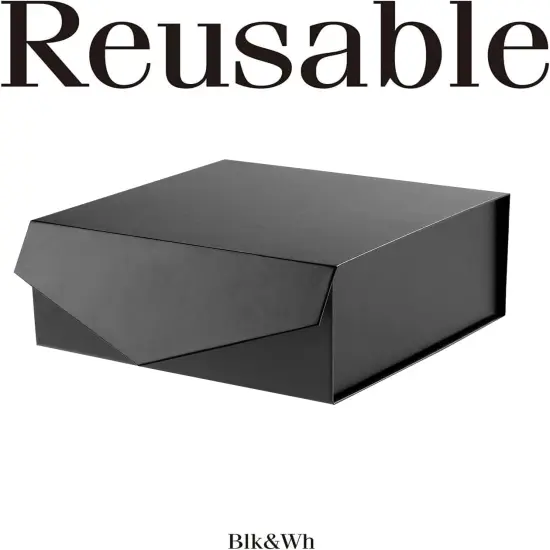 6 Collapsible Groomsman Gift Boxes with Magnetic Lids, 7.5x7.5x3 Inches (Matte Black) {4}