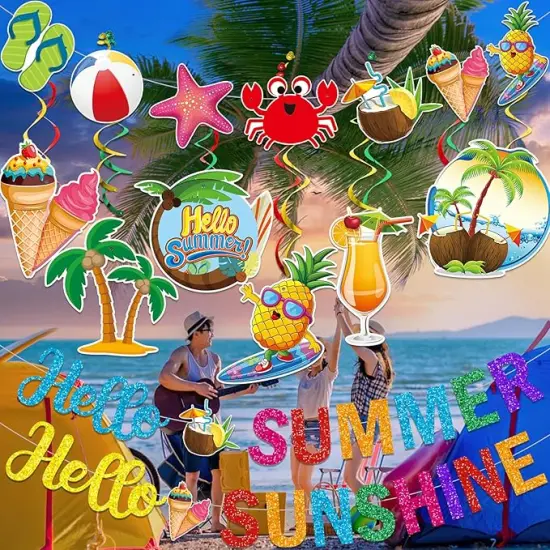 Hello Summer Banner Hello Summer Party Decorations End of School Year Party Decorations Last Day of School Banner Schools Out for Summer Decorations Last Day of School Decorations {2}