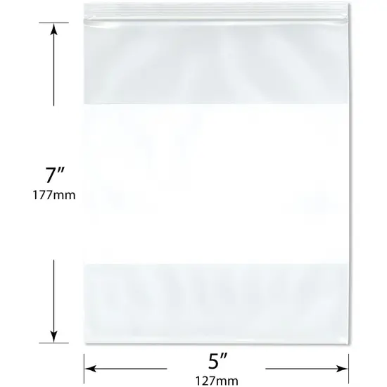 Plymor 5" x 7" (Pack of 100), 6 Mil Industrial Duty White-Block Zipper Reclosable Plastic Bags {3}