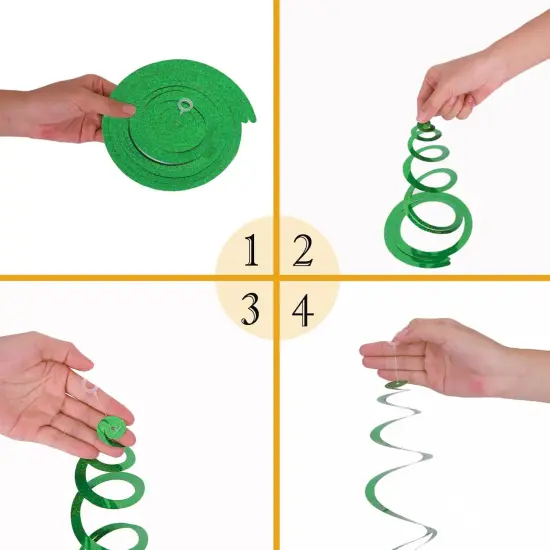 30 Pieces Green Party Swirl Decorations, Sparkle Green Hanging Swirls Whirls Shimmer Plastic Streamer for Ceiling {4}