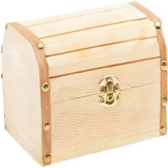 6 inch Wooden Treasure Chest Box, Pack of 2 Wooden Box with Hinged Lid, Wooden Boxes for Crafts/Wedding Treasure Decor {5}