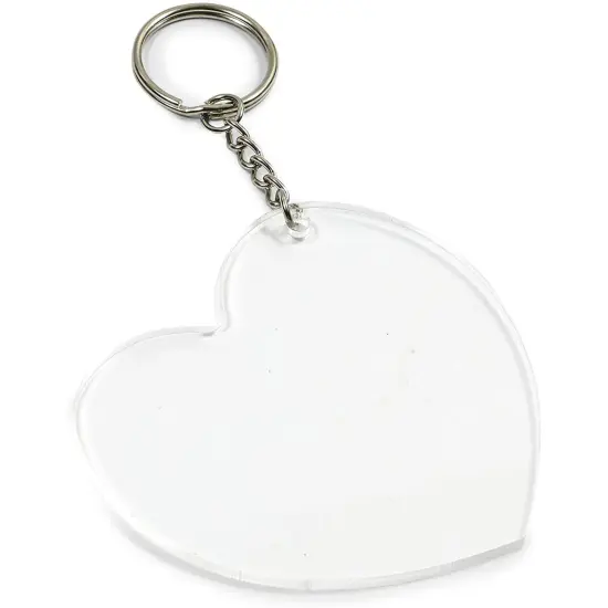 Bright Creations 10 Pack Acrylic Keychain Blanks with Metal Rings for DIY Crafts, Sublimation Keychain Blanks, Valentine’s Day Heart Shaped Transparent Tags, Personalized Wedding Favors (3x2.75 In) Silver {2}
